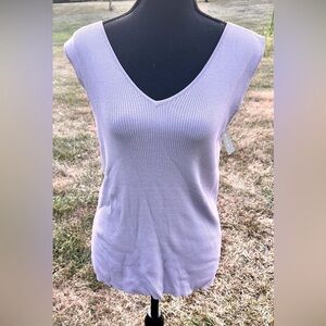 Kate Hill NWT Size XL Lavender Violet Sleeveless V Neck Comfort Casual Knit Top